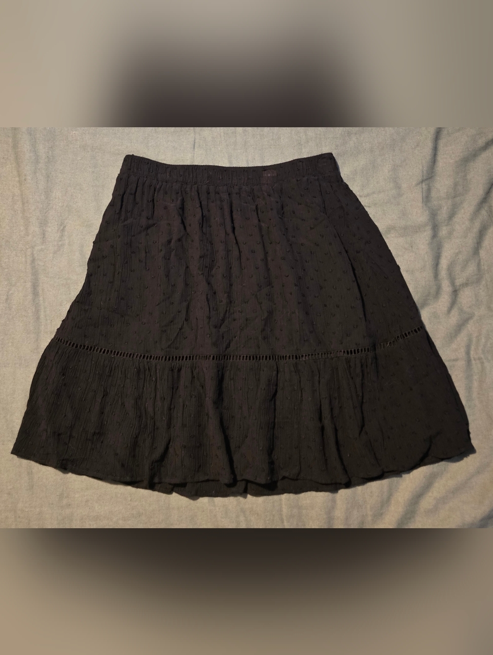 LOFT Black Swiss Dot Tiered Mini Skirt XS